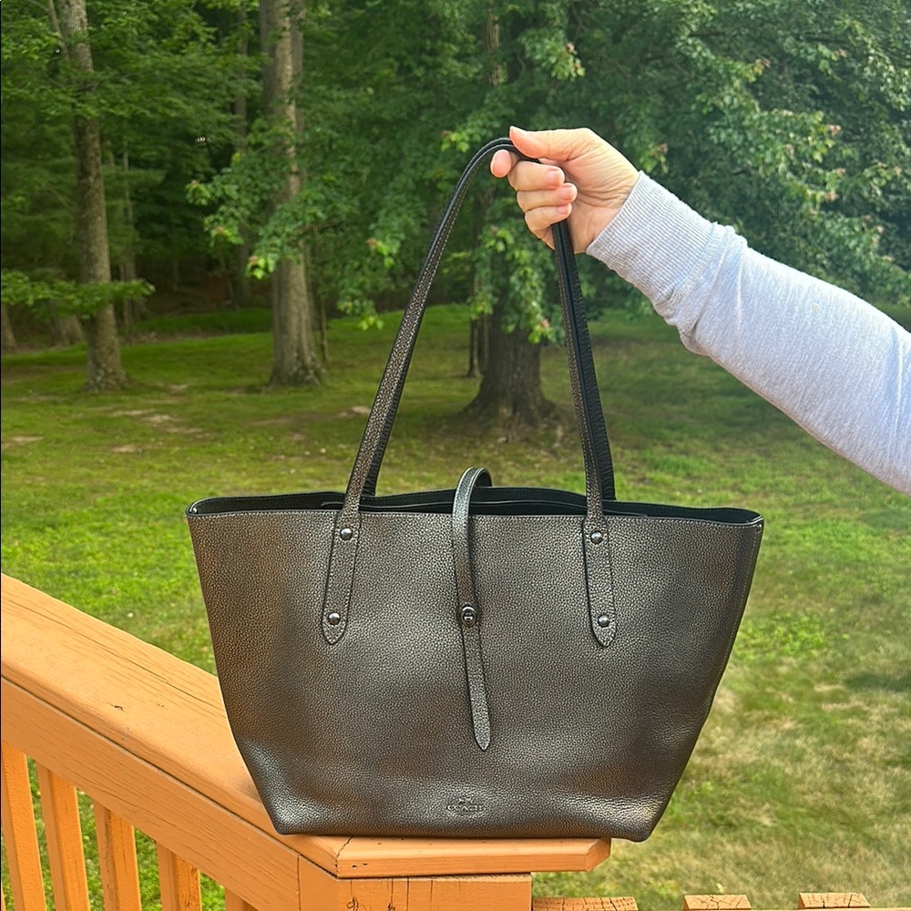 Coach Black Leather Tote Bag